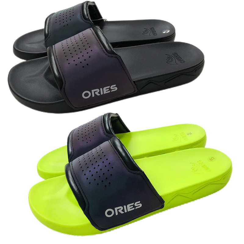 Excess Stock Mens PU Comfortable Slides Slippers Sandals with Fluorecent Upper