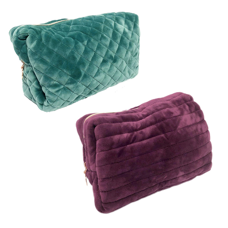 Liquidation Stock Ladies Hand Carry Velvet Flannel Makeup Zipper Pouch Bags